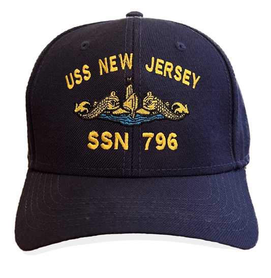 Official USS NEW JERSEY (SSN 796) Ball Cap - NAVY with Gold Dolphins